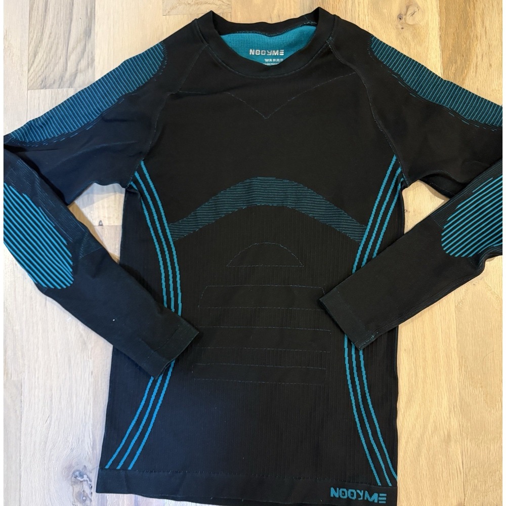 Nooyme Performance Base Layer Top Women's M Black Teal Running Cycling Active